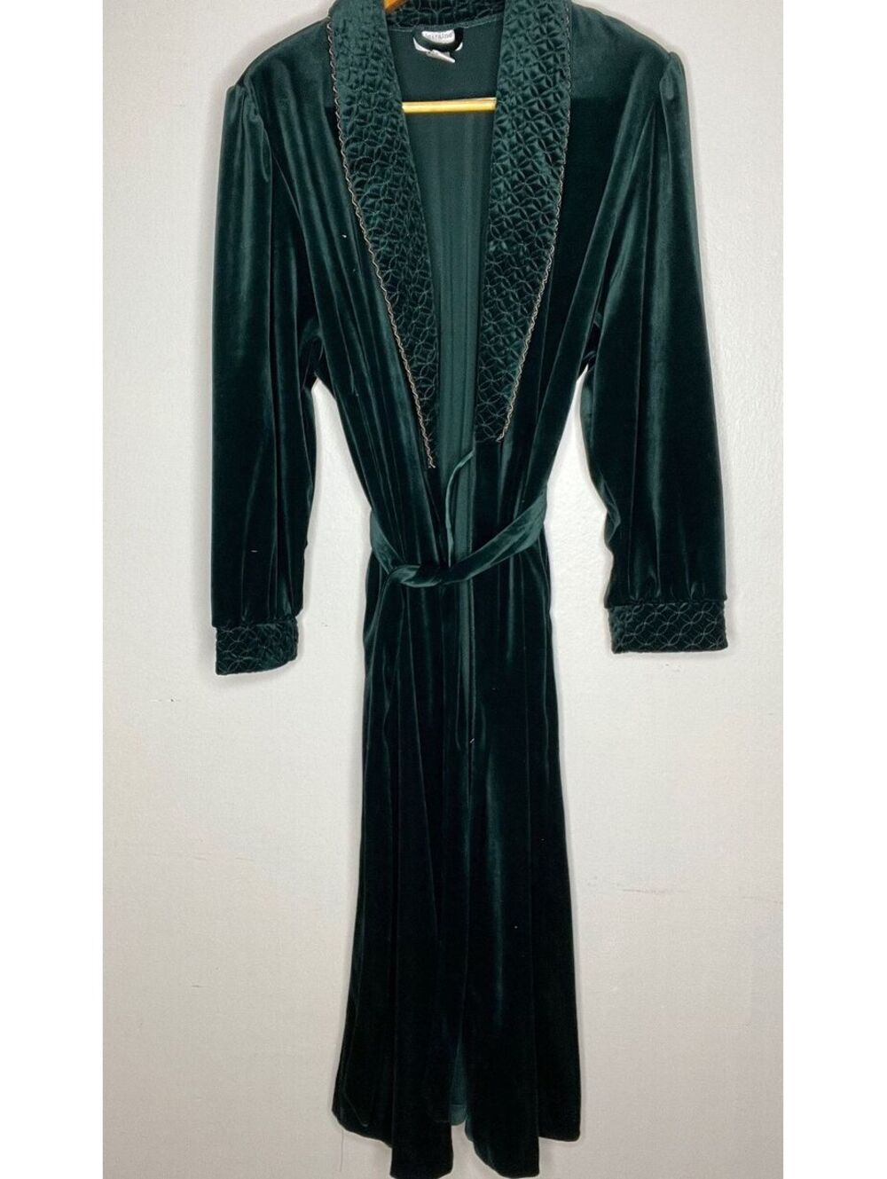 Jasmine Rose Women's Long Velvet Robe Dark Green Size XL